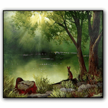 green landscape, rabit pond