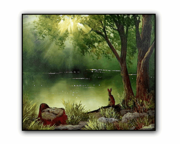 green landscape, rabit pond