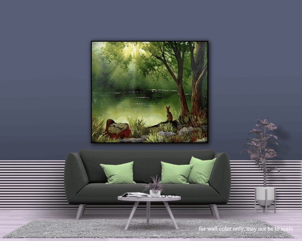 Green Landscape Painting | Rabbit Pond | Easy for Beginners | Acrylics