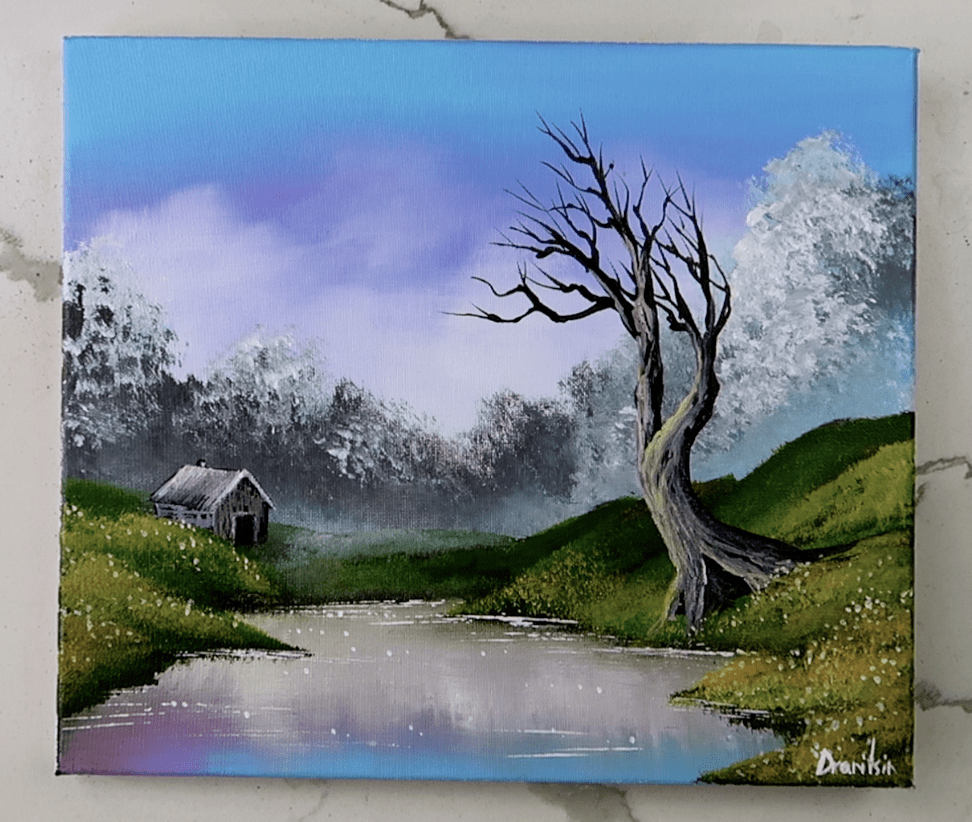 OLD TREE BY THE CABIN | ACRYLIC PAINTING TECHNIQUES FOR BEGINNERS