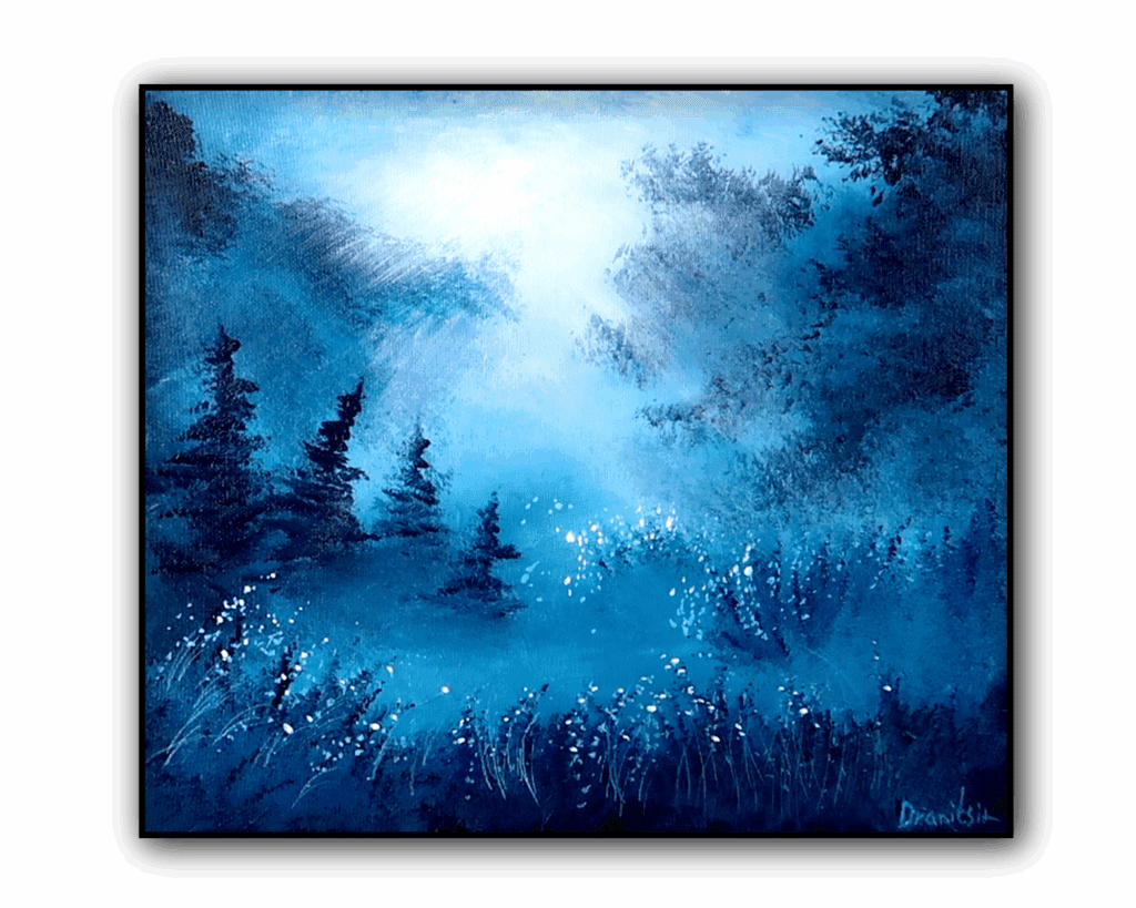 night forest in blue mist 1