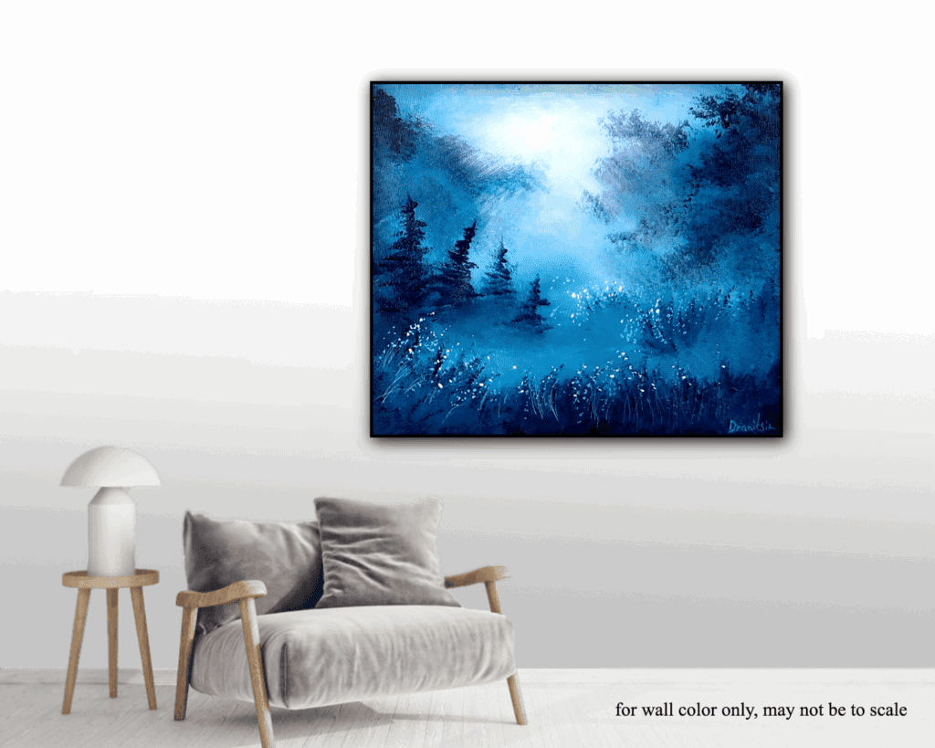 Night Forest in Blue Mist | Step-by-Step Acrylic Painting Tutorial | Easy for Beginners