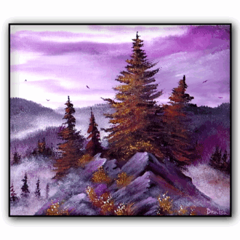 Mountain Ridge Under Lavender Sky