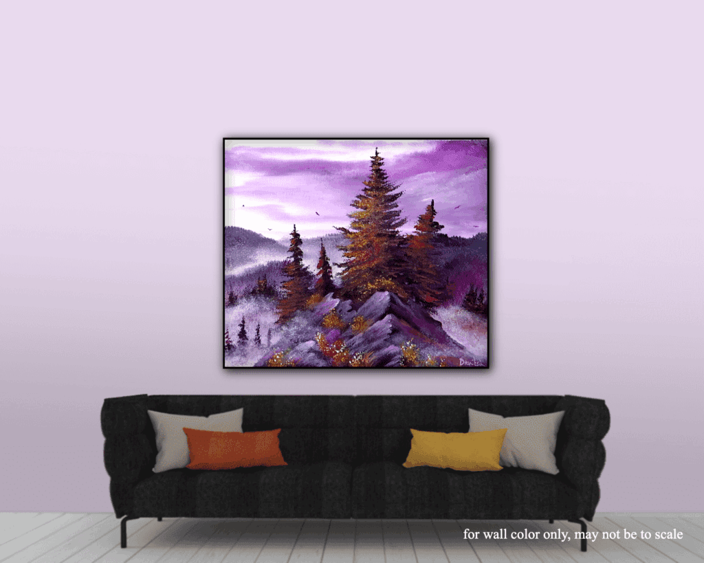 Mountain Ridge Under Lavender Sky | Acrylic Painting Guide | Step-by-Step Techniques