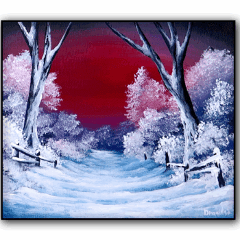 Red Winter Sky Snowy Path