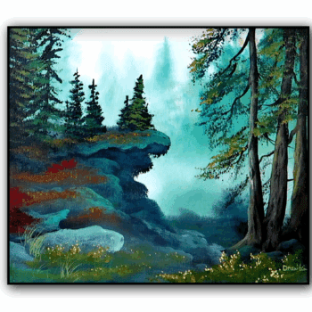rocky cliff deep forest 1