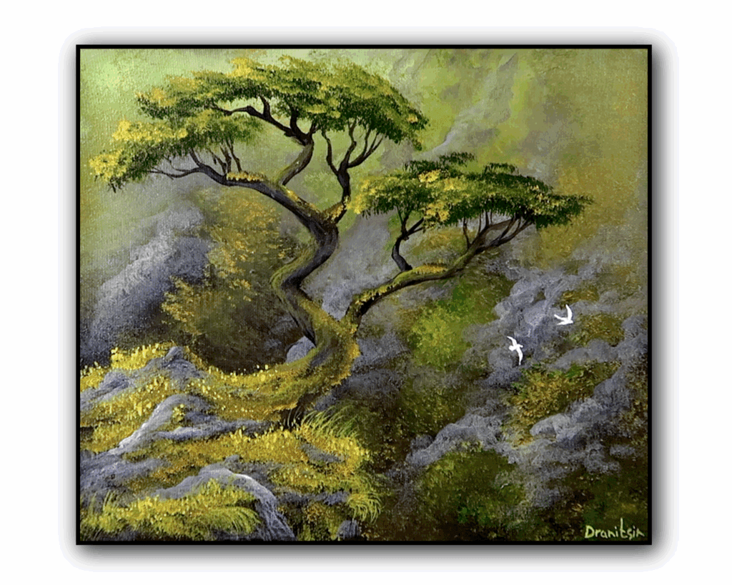 High in the Mountains ⛰️ Acrylic step by step painting 🖼️ techniques | Oval Brush Art #acrylics