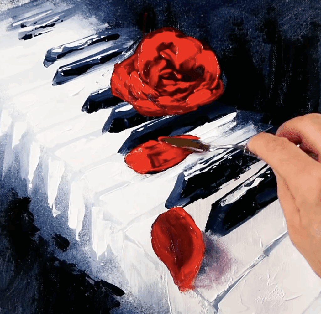 A Piano and Rose | Acrylic Painting | Easy for Beginners | Artistic Composition