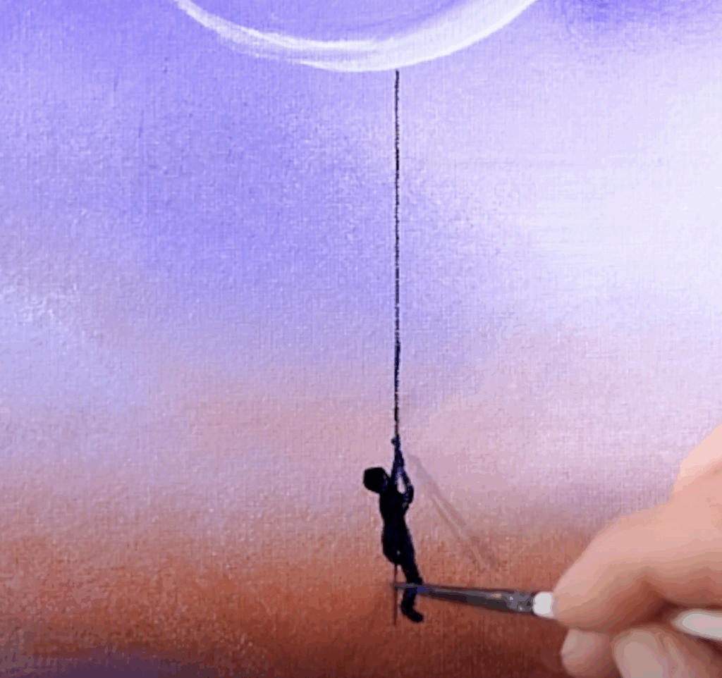 Climbing to the Moon | Easy Acrylic Painting for Beginners #acrylicpainting #art #moonart