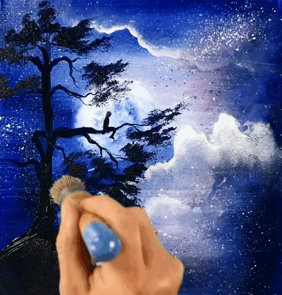 Easy Acrylic Painting Enchanting Full Moon Night Landscape for Beginners