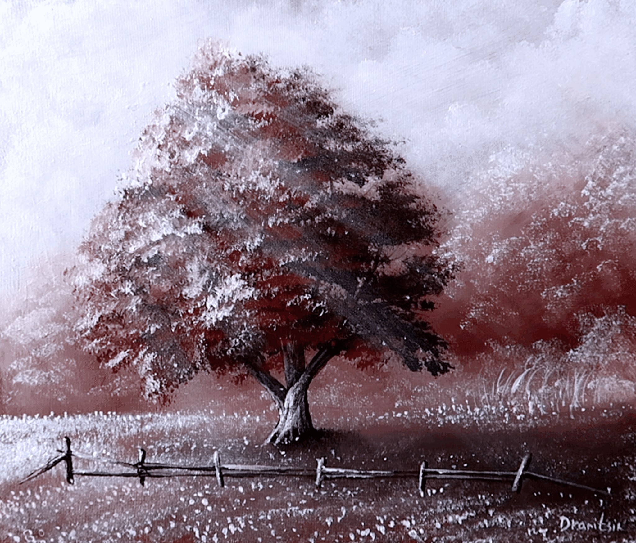 How to Paint an Oak Tree with Only 4 Colors | Landscape Art | Acrylics | Easy for Beginners 2