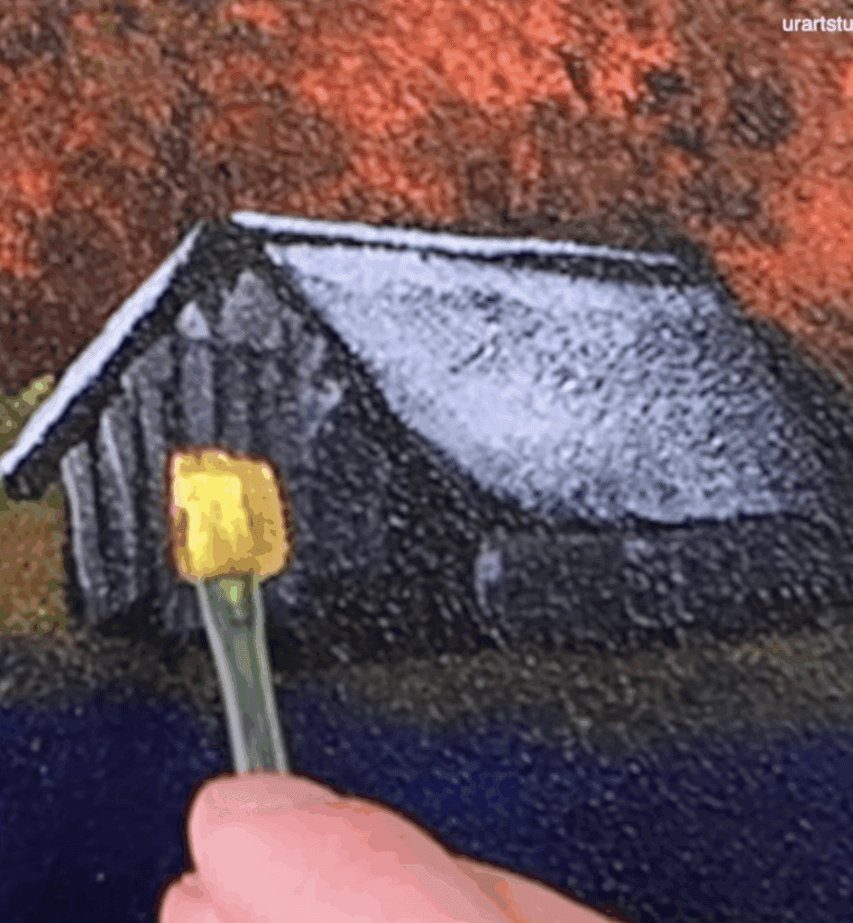 Painting Log Cabin Night Autumn Landscape #acrylicpainting #logcabin #landscapeart