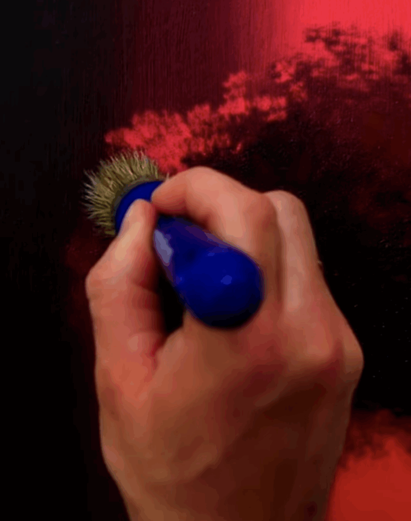 Painting Red Tree on Black Canvas Oval Brush Art #acrylicpainting #treeart #paintingtechniques #art