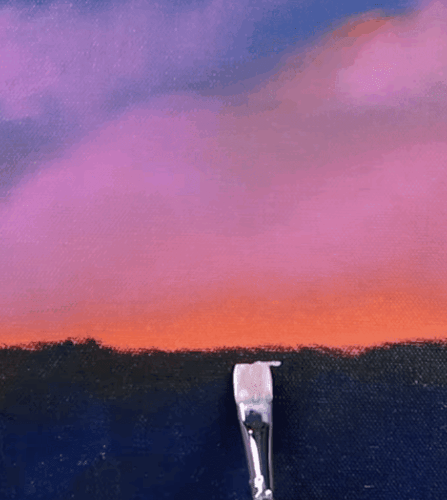 Step by step Landscape Painting Glowing Sky Oval Brush Art #acrylicpainting #paintingtechniques