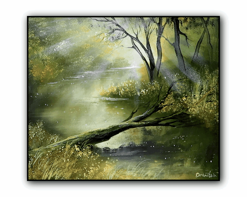 fallen tree acrylic landscape painting by urartstudio 1