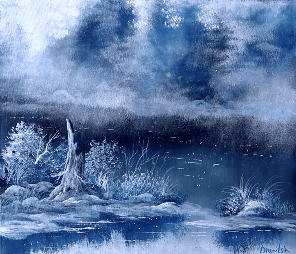 How to Paint Blue River Landscape | Acrylics | Oval Brush Art 🌊🎨