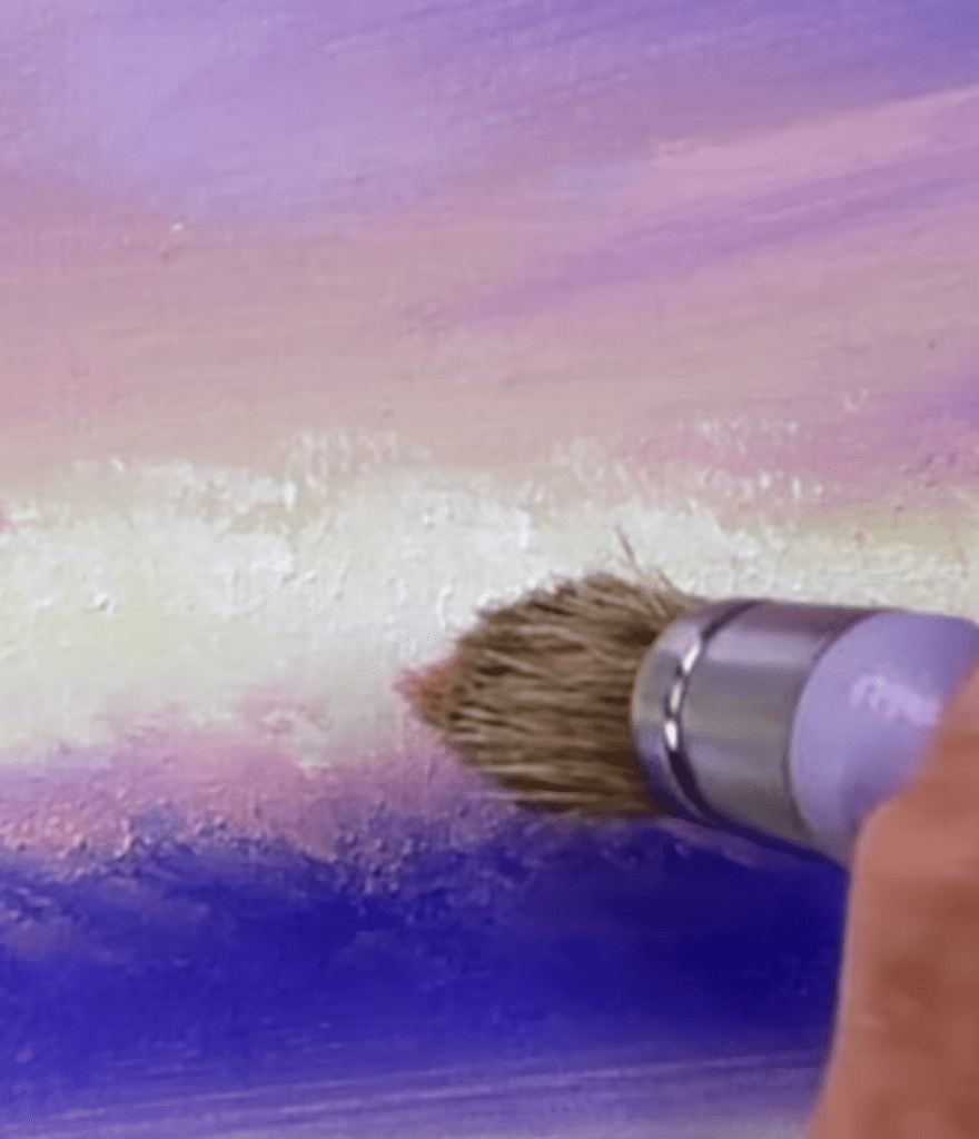 How to Paint Winter Pond with Magnificent Sky Oval Brush Art #acrylicpainting #landscapeart