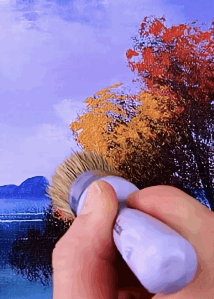 How to paint Autumn Tree Landscape Oval Brush Art