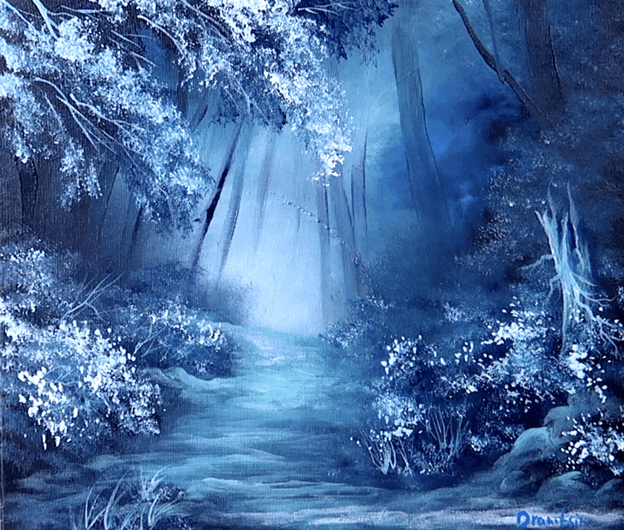 Pathway Through the Blue Misty Forest - Image 5