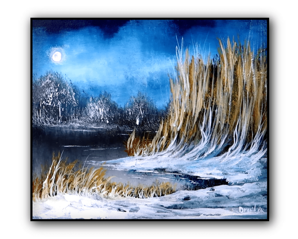 Tall Winter Grass | Landscape Art | Oval Brush Technique | Acrylics 1
