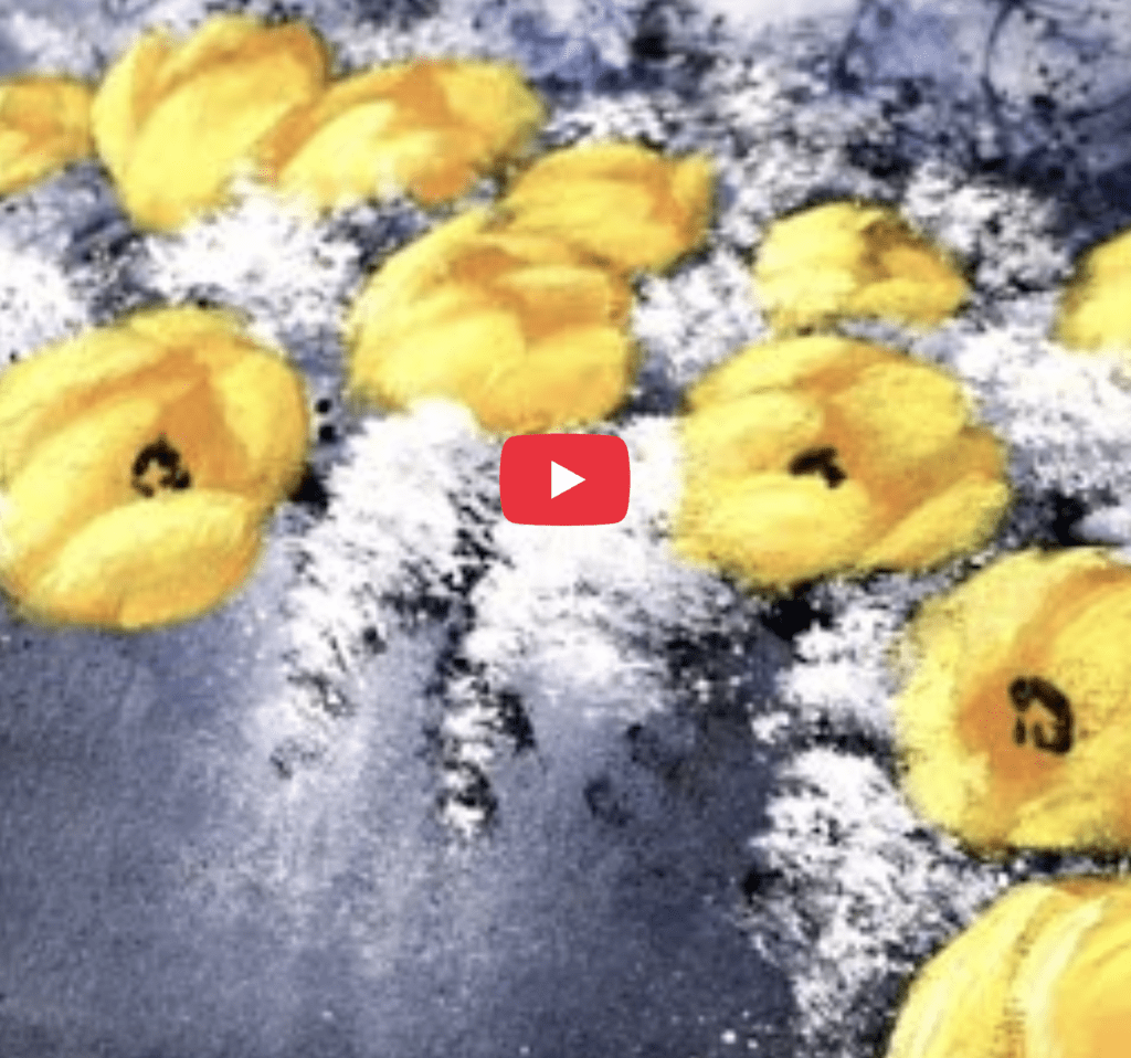 Yellow Tulip Flowers | Black and White Acrylic Painting | Easy for Beginners