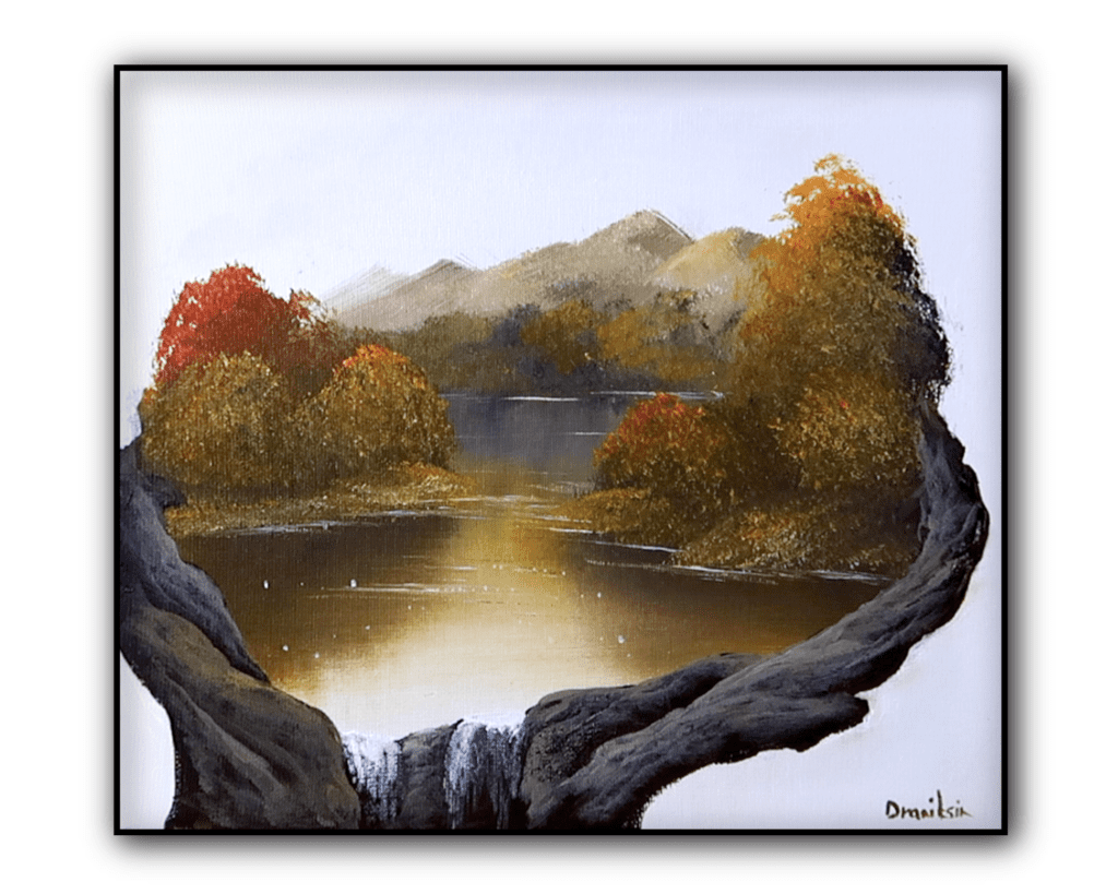 autumn lake waterfall