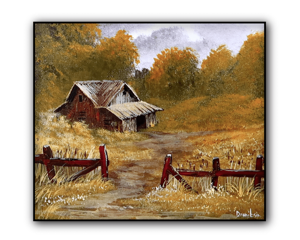 house in field with fence