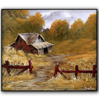 house in field with fence