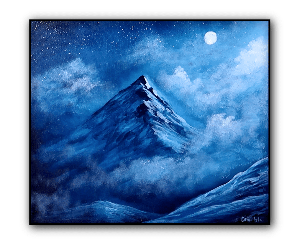 night mountain in clouds