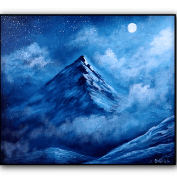 night mountain in clouds