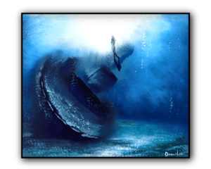 diver sunken ship underwater