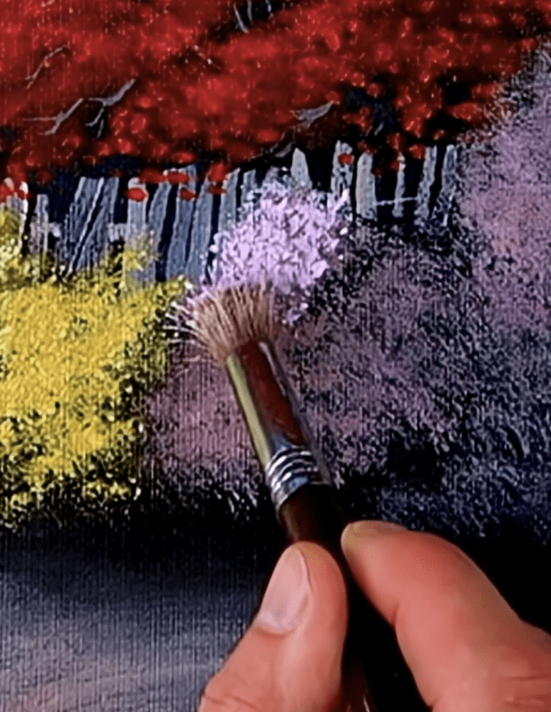 How to Paint Colorful Bushes by a Fence and Path | Easy Acrylic Landscape for Beginners