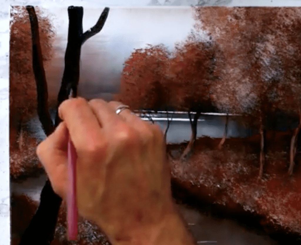 Late Autumn Landscape Painting | Oval Brush Painting Techniques | Easy for Beginners