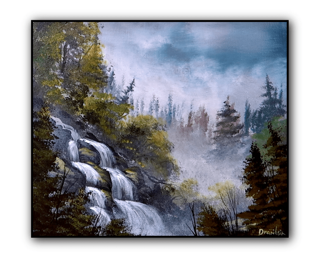 How to paint Misty Waterfall | Step by Step Acrylic Landscape Painting Tutorial #landscapeart