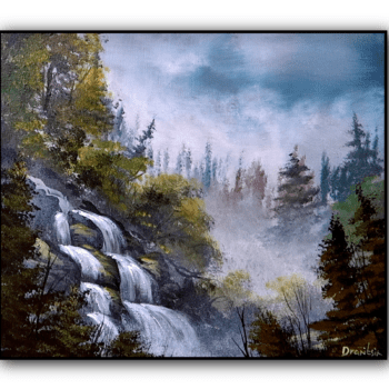 How to paint Misty Waterfall | Step by Step Acrylic Landscape Painting Tutorial #landscapeart