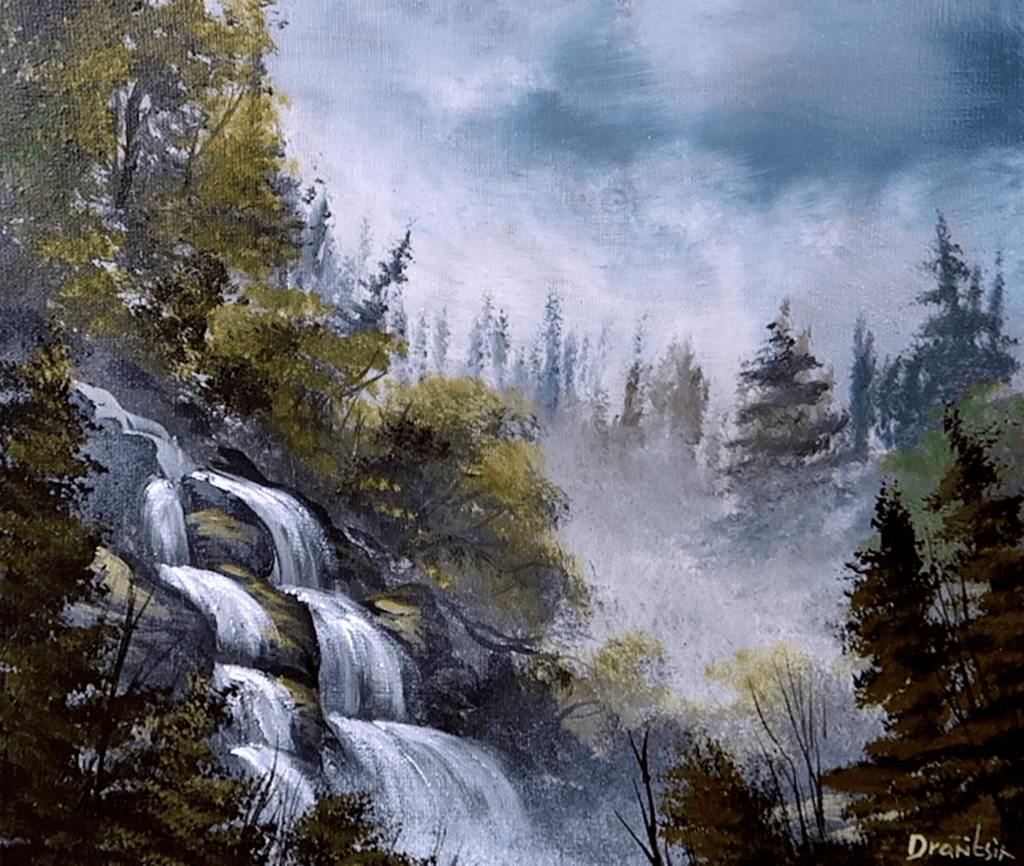Misty Waterfall Quick Art Tutorial #landscapeart