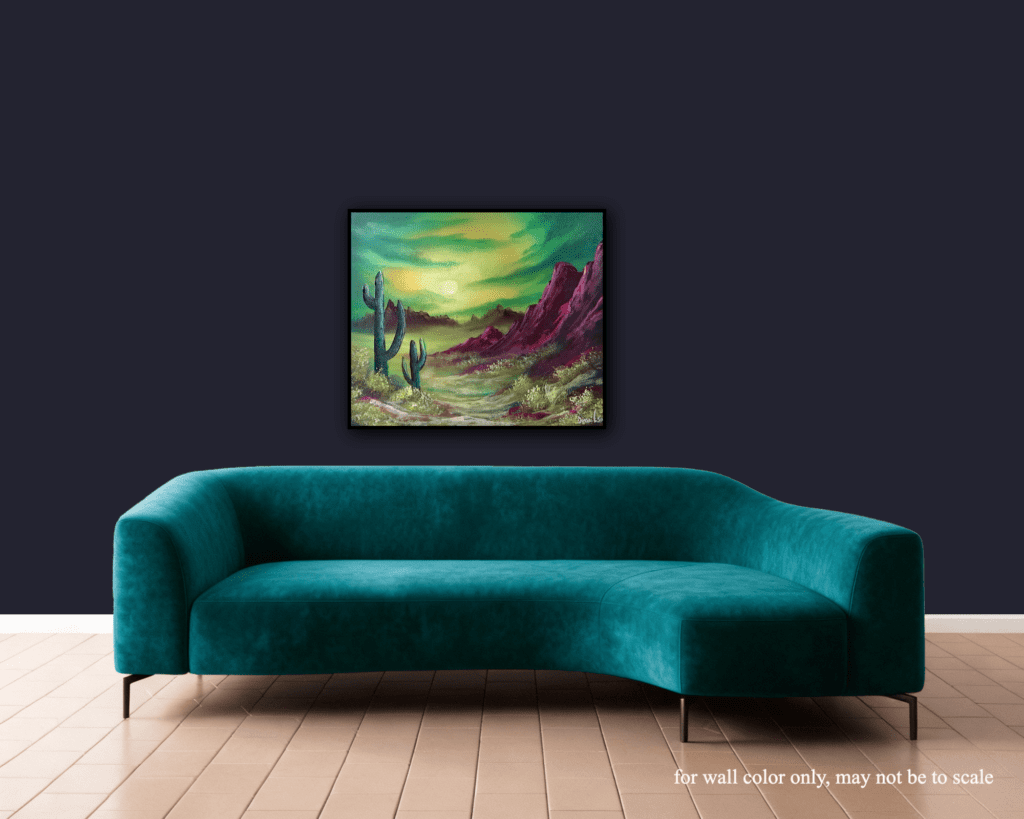 Night semi-arid Desert Acrylic Step by Step Landscape Painting Technique Oval Brush Art