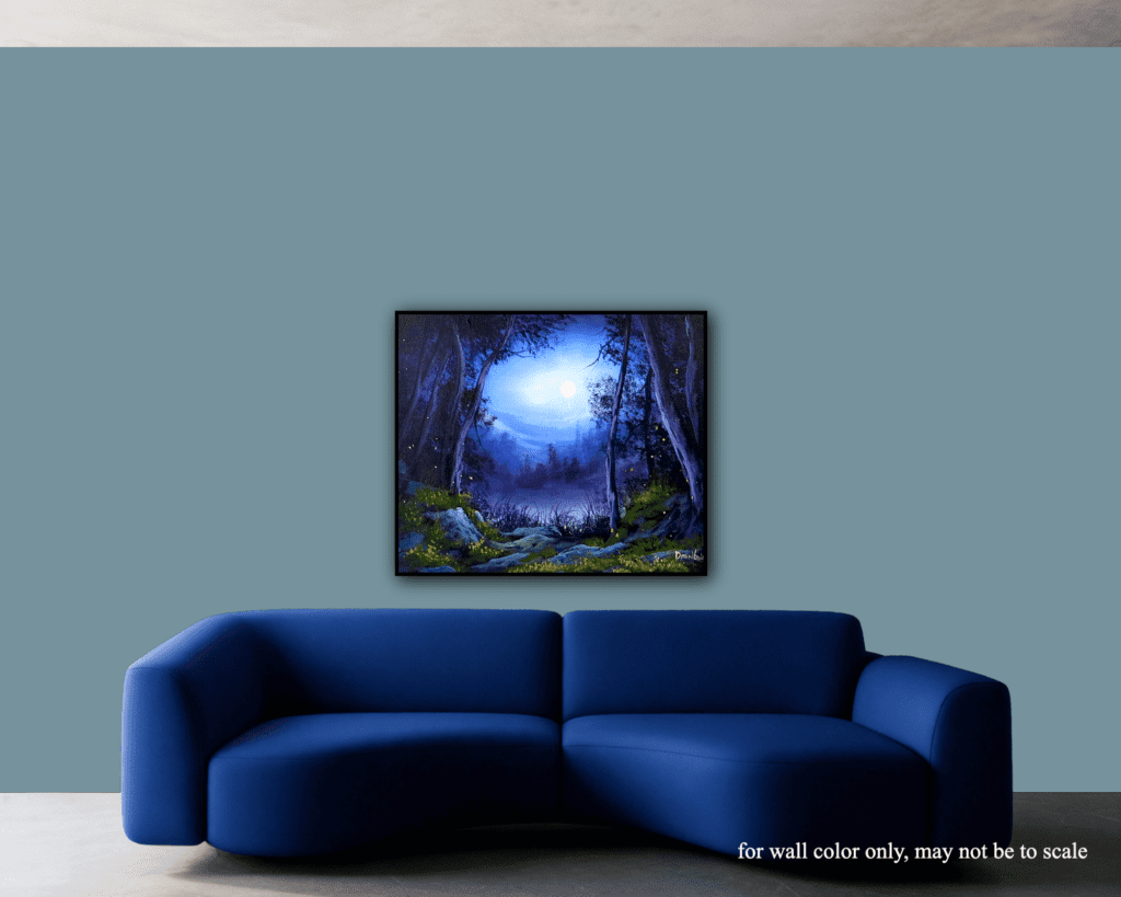 Moonlit Forest | Acrylic Landscape Painting | Oval Brush Art