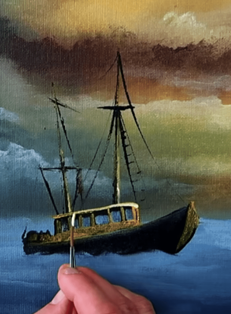 Painting Motorboat on ocean waves | Quick Acrylic Seascape Painting | Oval Brush Art
