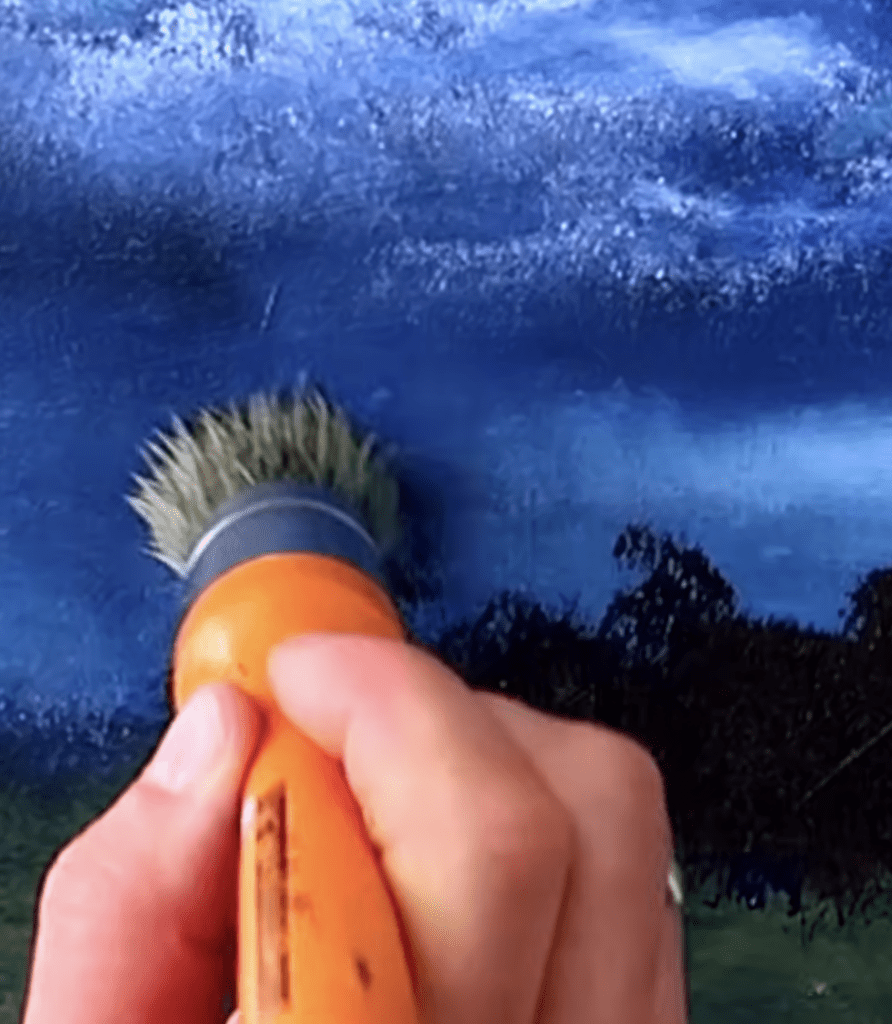 SPRING RAIN CLOUD Quick Acrylic Landscape Painting Oval Brush Art #artforbeginners