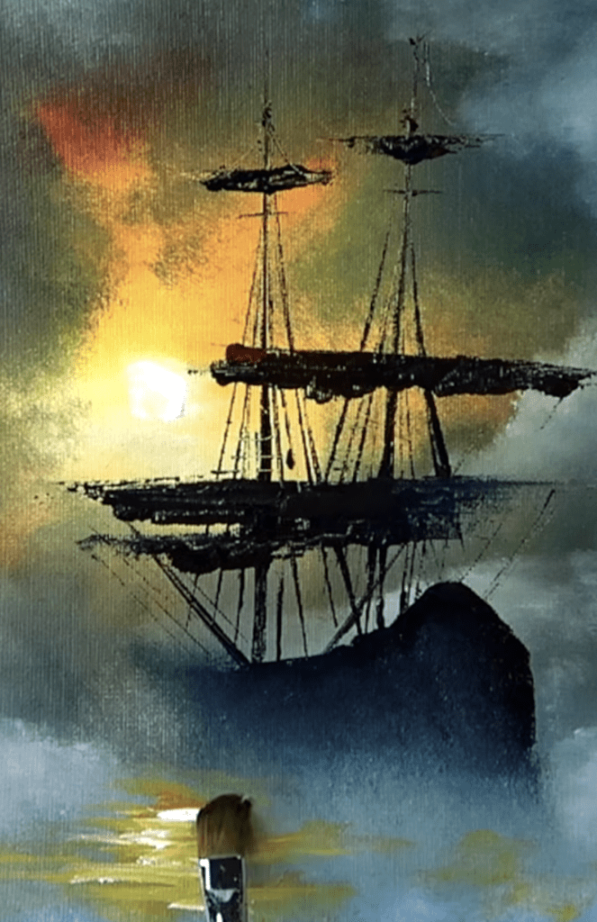 Ship in Fog | Quick Acrylic Seascape Painting | Oval Brush Art #painting #art