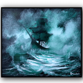 Ghost Ship in Rough Sea