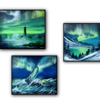 northern lights 3 paintings combo