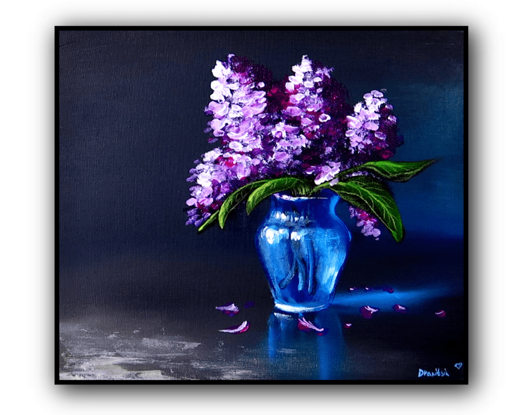 Lilac Flowers in Loving Memory of My Mom | Acrylic Painting Tutorial with Oval Brush 1