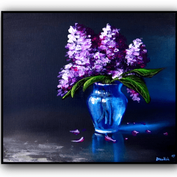 Lilac Flowers in Loving Memory of My Mom | Acrylic Painting Tutorial with Oval Brush 1