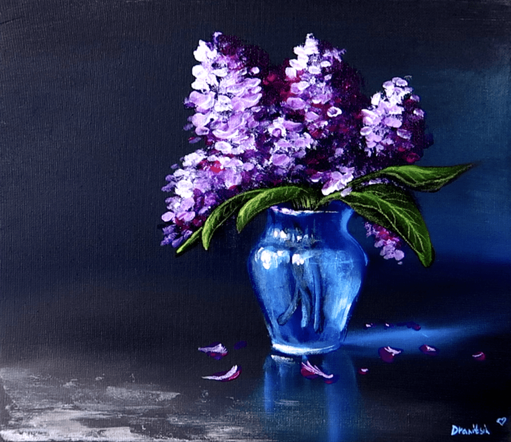 Lilac Flowers in Loving Memory of My Mom | Acrylic Painting Tutorial with Oval Brush