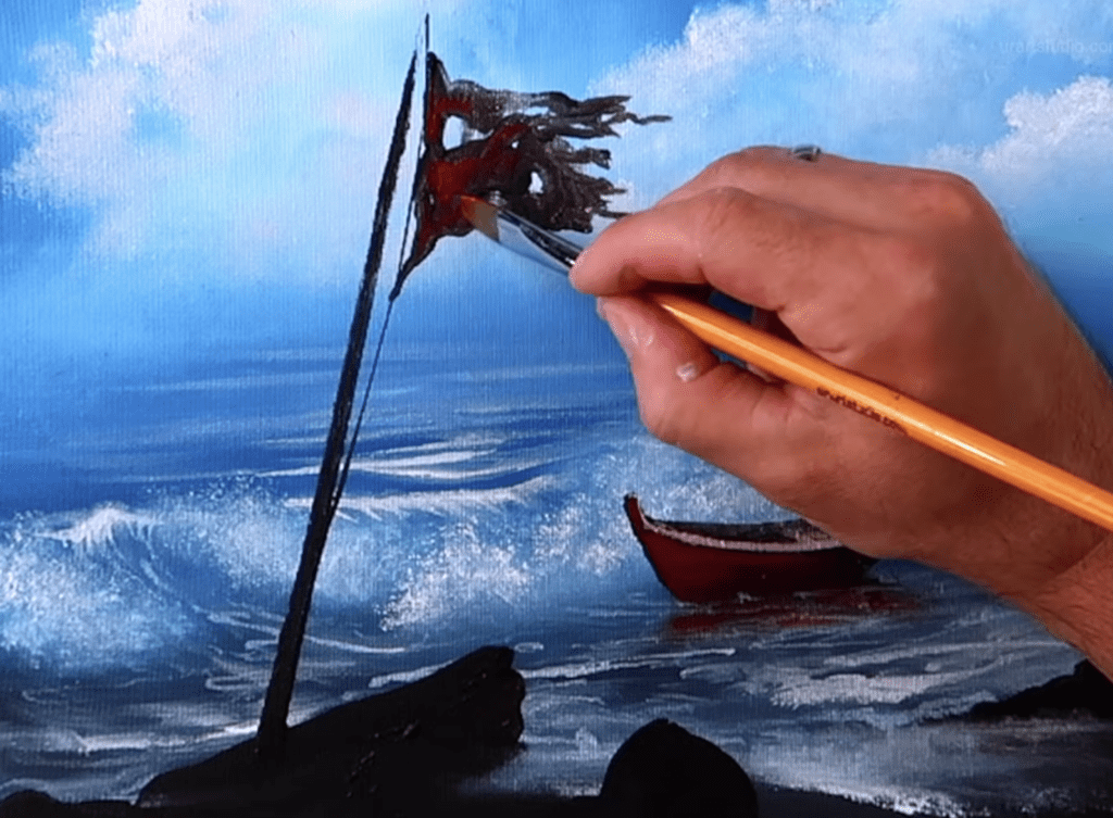Stormy Sea and the Tattered Flag: Step-by-Step Painting Guide