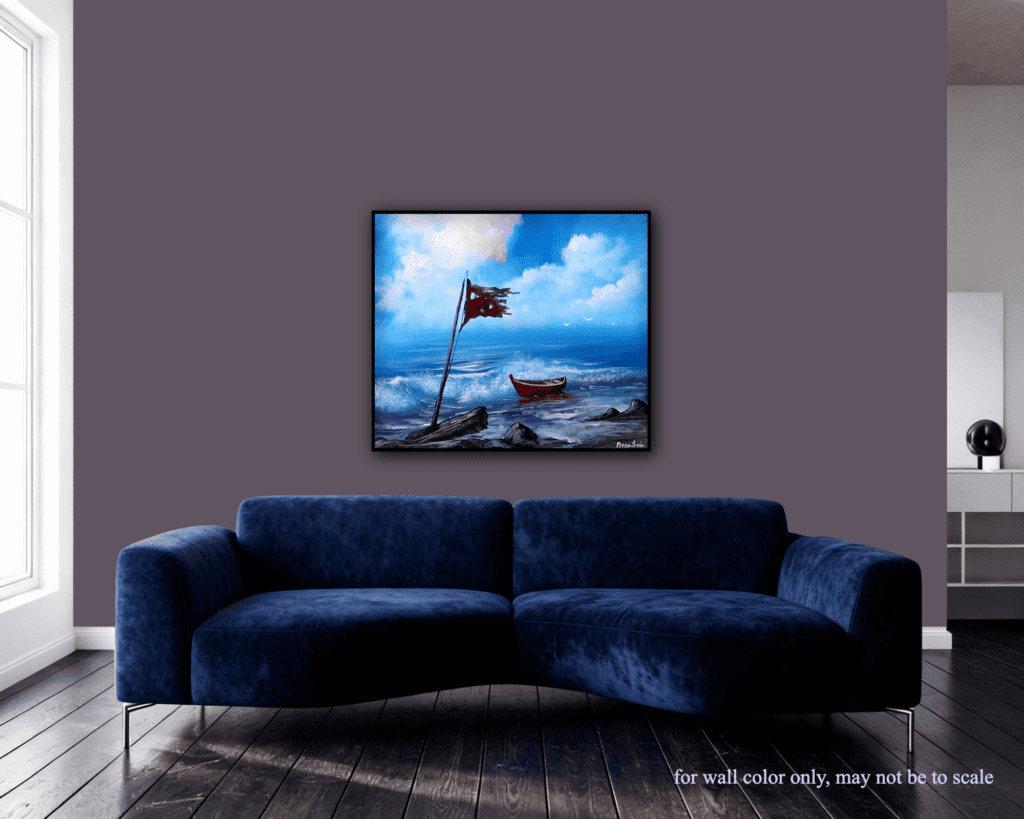 The Last Boat | Acrylic Seascape Painting | Oval Brush Art