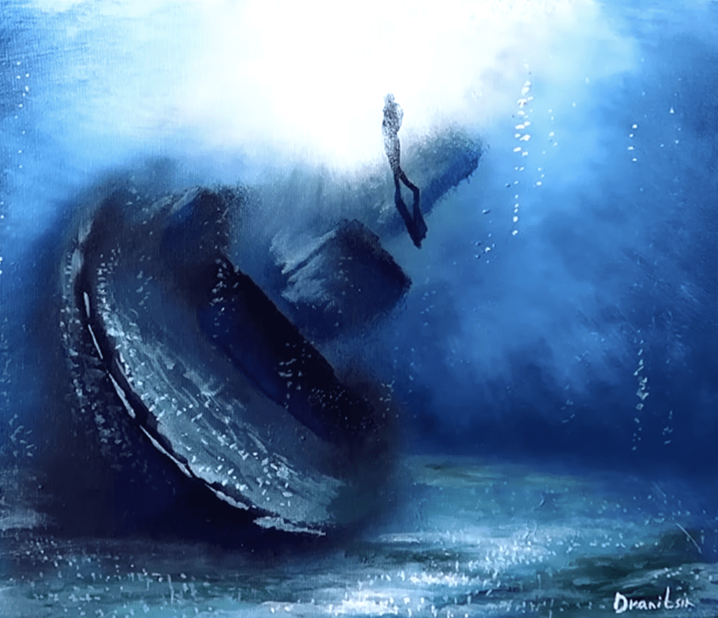 Diver and Underwater Shipwreck | Acrylic Step by Step Painting Guide