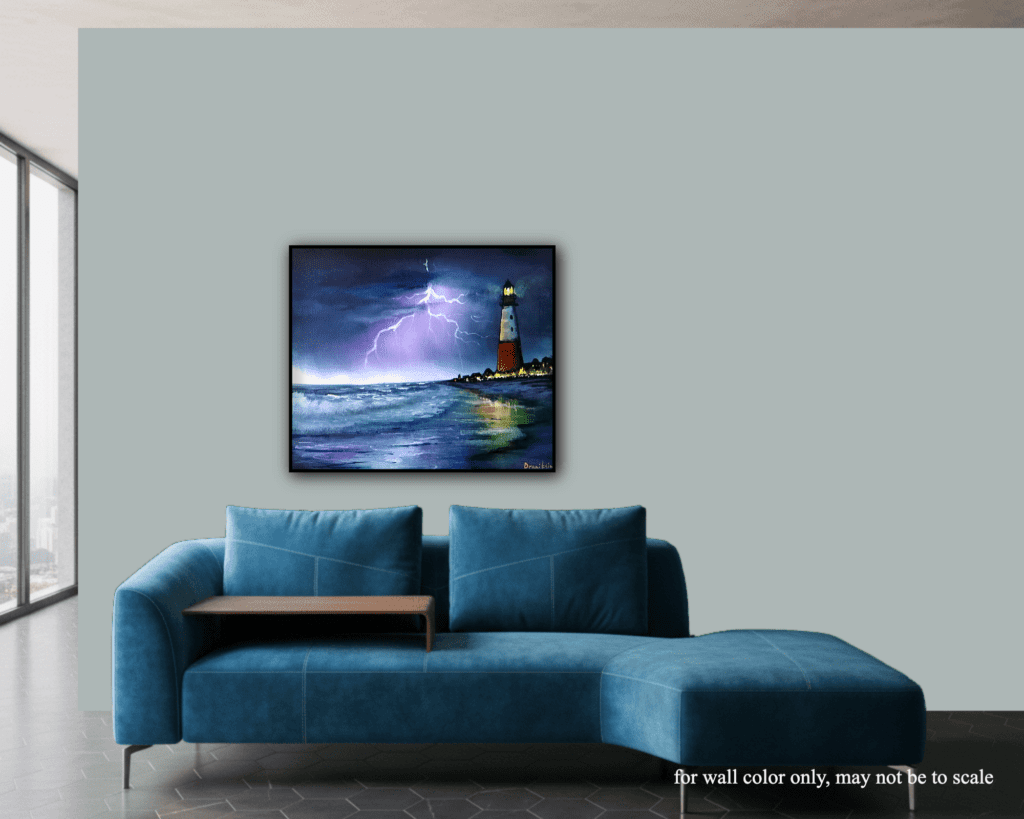 How to Paint a Night Time Lighthouse Scene | City Lights Reflection | Oval Brush Art | Acrylics